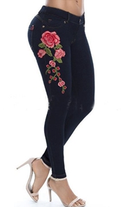 SZ60173-1 Womens Fashion Sexy Floral Print Skinny Jeans Denim Long Pants